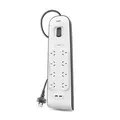 Belkin BSV804AU2M 8 Outlet Surge Protector with 2 USB Ports (2.4A) - 2M Cord (BSV804AU2M) (Avail: In Stock )