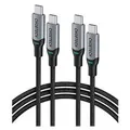 Choetech MIX00073 1.8m USB-C Male to USB-C Male Braided Cable - 2 Pack