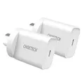 Choetech MIX00109 USB-C 20W AC Charger Power Adapter 2 Pack - White