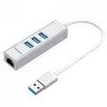 Simplecom CHN420-SL CHN420 USB-A to 3 Port USB-A HUB w/ Gigabit Ethernet Adapter - Silver