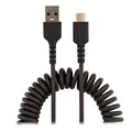 StarTech R2ACC-50C-USB-CABLE 50cm USB-A to USB-C Rugged Coiled Charging Cable - Black