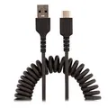 StarTech R2ACC-1M-USB-CABLE 1m USB-A to USB-C Rugged Coil Charging Cable - Black
