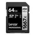 Lexar LSD64GCB1667 64GB Professional 1667x SDXC UHS-II Silver Series Memory Card - 250MB/s