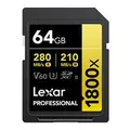 Lexar LSD1800064G-BNNNG 64GB Professional 1800x SDXC UHS-II Gold Series Memory Card - 280MB/s