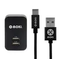 Moki ACC MSTCWALL USB Type-C Braided SynCharge Cable + Wall Charger - Black