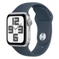Apple MRE13ZP/A Watch SE 2nd Gen GPS 40mm Silver Case w/ Storm Blue Sport Band - S/M