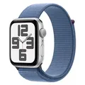 Apple MREF3ZP/A Watch SE 2nd Gen GPS 44mm Silver Case w/ Winter Blue Sport Loop