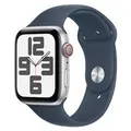 Apple MRHF3ZP/A Watch SE 2nd Gen GPS+Cellular 44mm Silver w/ Storm Blue Sport Band - S/M