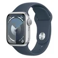 Apple MR903ZP/A Watch Series 9 GPS 41mm Silver Case w/ Storm Blue Sport Band - S/M