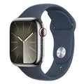 Apple MRHW3ZP/A Watch Series 9 GPS+Cellular 41mm Silver w/ Storm Blue Sport Band - M/L