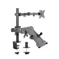 Brateck LDT12-C1M2KN Economical Double-Joint Articulating Monitor Arm with Laptop Holder (Avail: In Stock )