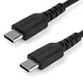StarTech RUSB2CC2MB 2m USB C Charging Cable - Durable Aramid Fiber M/M 60W Black