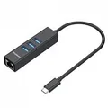 Simplecom CHN421-BK CHN421 USB-C to 3 Port USB-A HUB w/ Gigabit Ethernet Adapter - Black