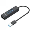 Simplecom CHN420-BK CHN420 USB-A to 3 Port USB-A HUB w/ Gigabit Ethernet Adapter - Black