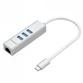 Simplecom CHN421-SL CHN421 USB-C to 3 Port USB-A HUB w/ Gigabit Ethernet Adapter - Silver