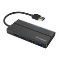 Simplecom CH329-BLK USB-A to 4-Port USB-A Portable Hub with Cable Storage