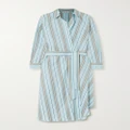 Loro Piana - Belted Striped Cotton-poplin Wrap Dress - Light blue - medium