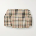 Burberry - Pleated Checked Wool Mini Skirt - Beige - UK 10