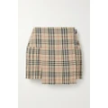Burberry - Pleated Checked Wool Mini Skirt - Beige - UK 10