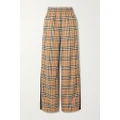 Burberry - Striped Checked Cotton-blend Wide-leg Pants - Beige - UK 6
