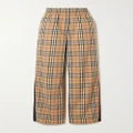 Burberry - Striped Checked Cotton-blend Wide-leg Pants - Beige - UK 8
