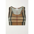 Burberry - Cropped Checked Stretch-jersey Top - Brown - small