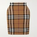 Burberry - Checked Jacquard-knit Cotton-blend Midi Skirt - Brown - x small