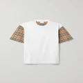 Burberry - Checked Poplin-trimmed Cotton-jersey T-shirt - White - xx small