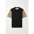 Burberry - + Net Sustain Checked Poplin-trimmed Cotton-jersey T-shirt - Black - xx small