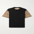 Burberry - + Net Sustain Checked Poplin-trimmed Cotton-jersey T-shirt - Black - medium
