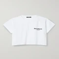 Balmain - Cropped Flocked Cotton-jersey T-shirt - White - x large