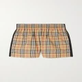 Burberry - Striped Checked Cotton-blend Shorts - Beige - UK 4