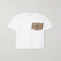 Burberry - Checked Twill-trimmed Cotton-jersey T-shirt - White - xx small