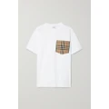 Burberry - Checked Twill-trimmed Cotton-jersey T-shirt - White - xx small