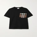 Burberry - Checked Twill-trimmed Cotton-jersey T-shirt - Black - xx small