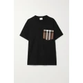 Burberry - Checked Twill-trimmed Cotton-jersey T-shirt - Black - xx small