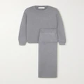 Olivia von Halle - Carmel Silk And Cashmere-blend Sweatshirt And Track Pants Set - Gray - medium
