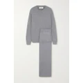 Olivia von Halle - Carmel Silk And Cashmere-blend Sweatshirt And Track Pants Set - Gray - medium