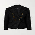 Balmain - Fringed Cotton-blend Bouclé-tweed Jacket - Black - FR34