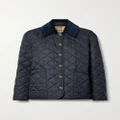 Burberry - Reversible Corduroy-trimmed Quilted Shell And Checked Cotton Jacket - Midnight blue - xx small