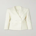 Blazé Milano - First Class Charmer Double-breasted Silk-trimmed Wool Blazer - Cream - 1