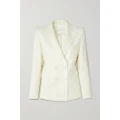 Blazé Milano - First Class Charmer Double-breasted Silk-trimmed Wool Blazer - Cream - 4
