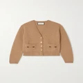 Gucci - Horsebit-detailed Leather-trimmed Cashmere Cardigan - Camel - XXL