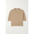 Gucci - Horsebit-detailed Leather-trimmed Cashmere Sweater - Camel - XXS
