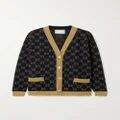 Gucci - Metallic Jacquard-knit Cotton-blend Cardigan - Navy - XXS