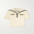 Gucci - Embellished Striped Wool-piqué Polo Shirt - Beige - M