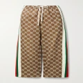 Gucci - Webbing-trimmed Printed Tech-jersey Track Pants - Brown - XXS