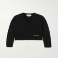 Gucci - Horsebit-detailed Leather-trimmed Cashmere Sweater - Black - XS