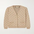 Gucci - Metallic Jacquard-knit Cotton-blend Cardigan - Camel - S