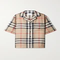 Burberry - Checked Silk-twill Shirt - Brown - UK 10